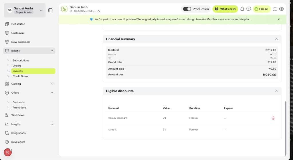 Eligible discounts in invoice details Eligible discounts in invoice details