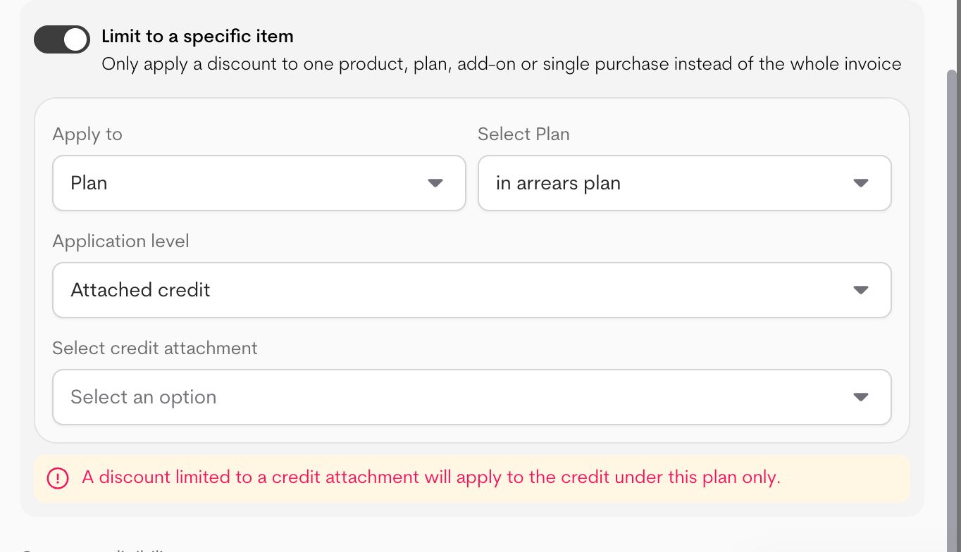 Limit discount to specific item Limit discount to specific item