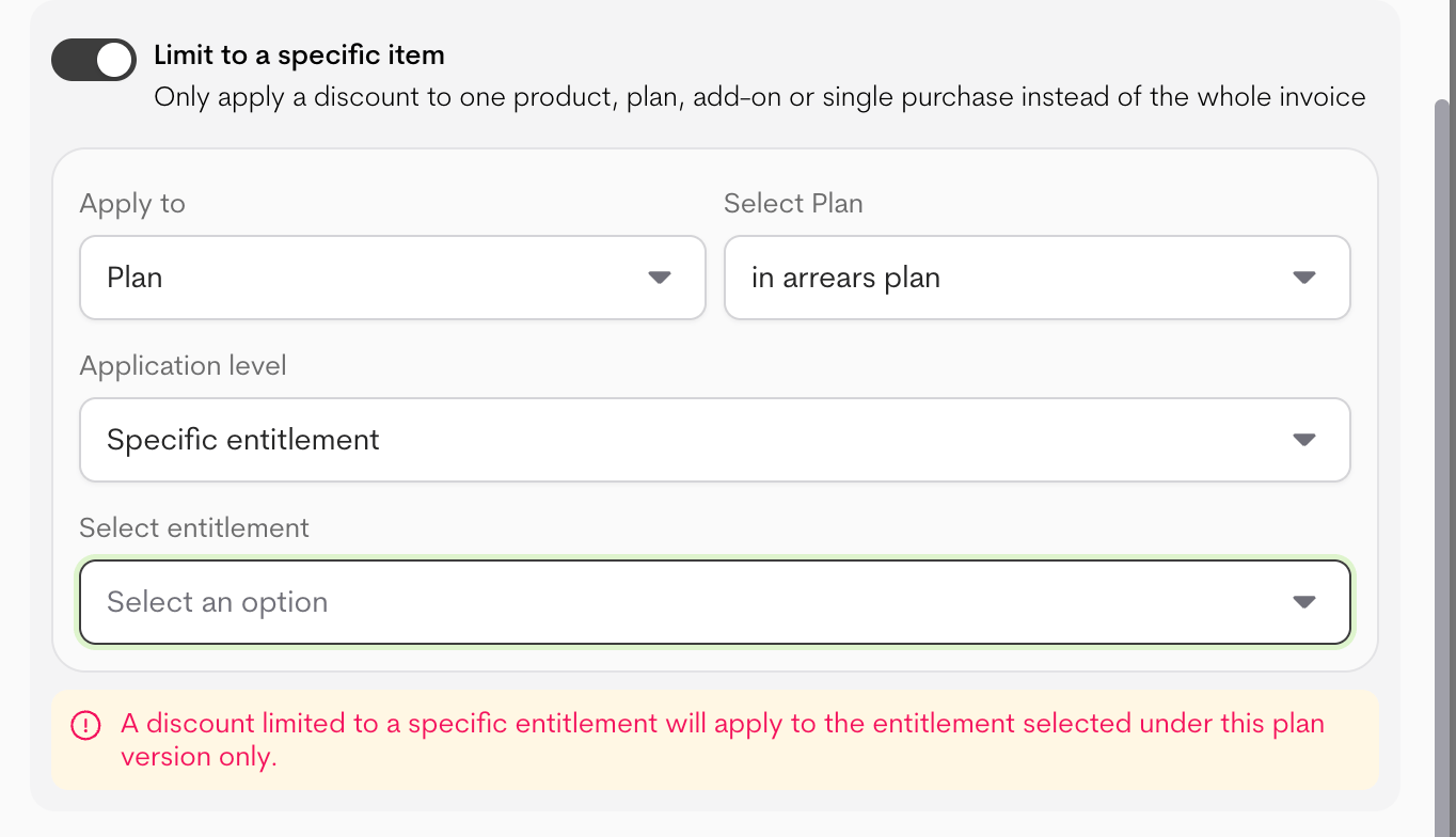 Limit discount to specific item Limit discount to specific item