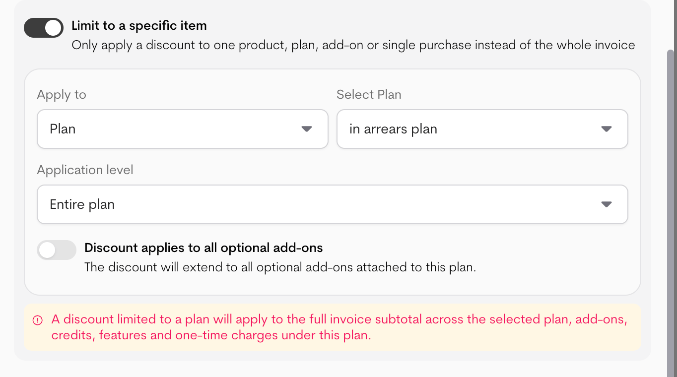 Limit discount to specific item Limit discount to specific item