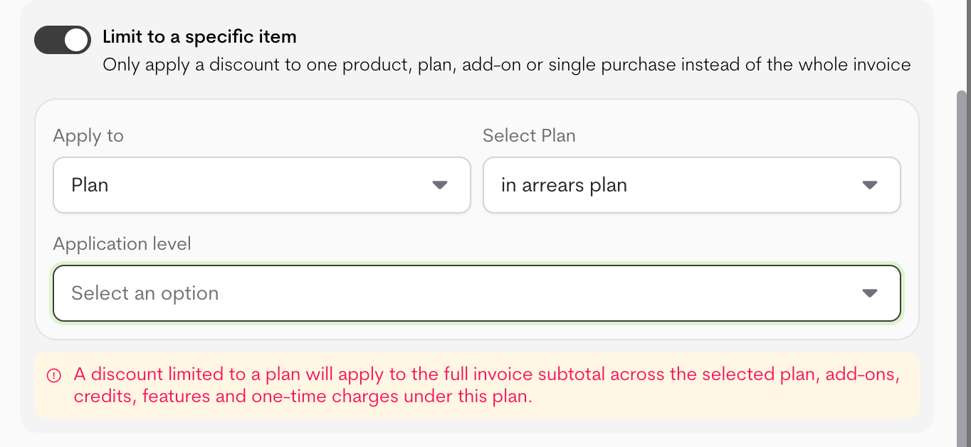 Limit discount to specific item Limit discount to specific item