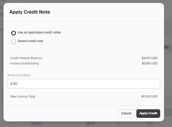 Apply all applicable credit notes