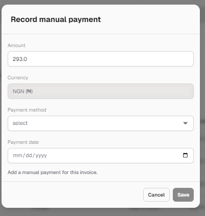 Record manual payment