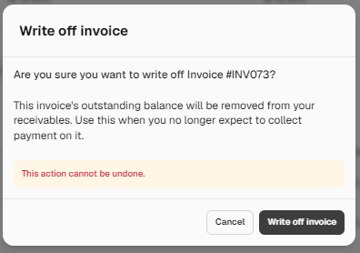 Write off invoice
