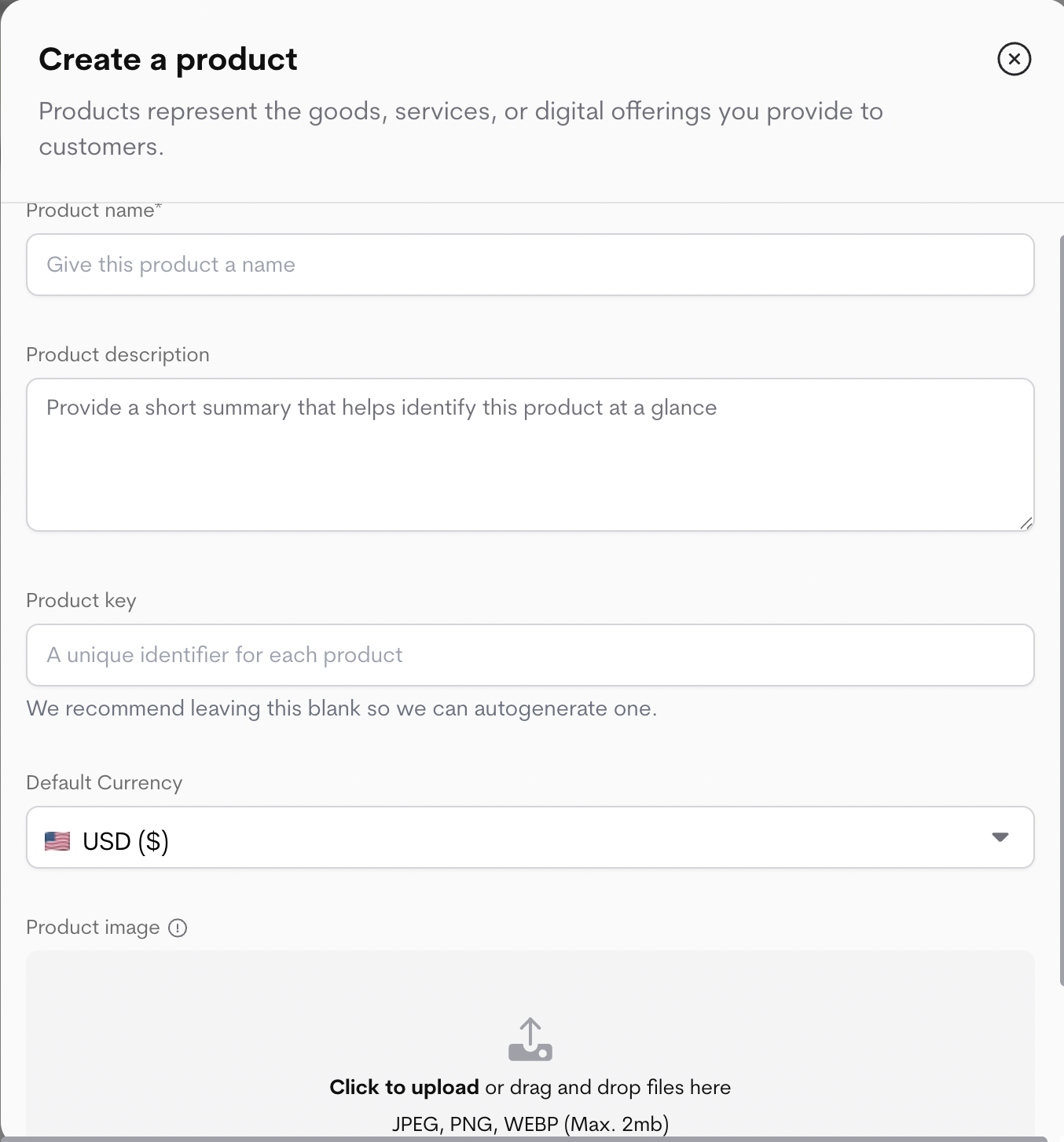Create Product Create Product