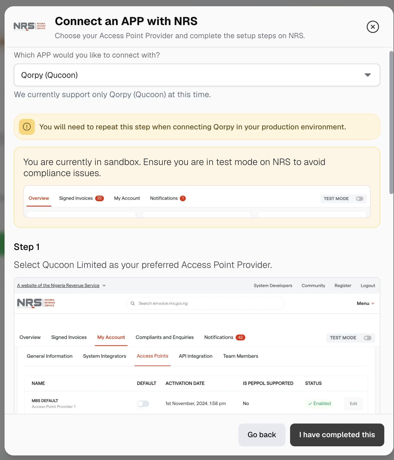 Selecting Qucoon Limited as the Access Point Provider