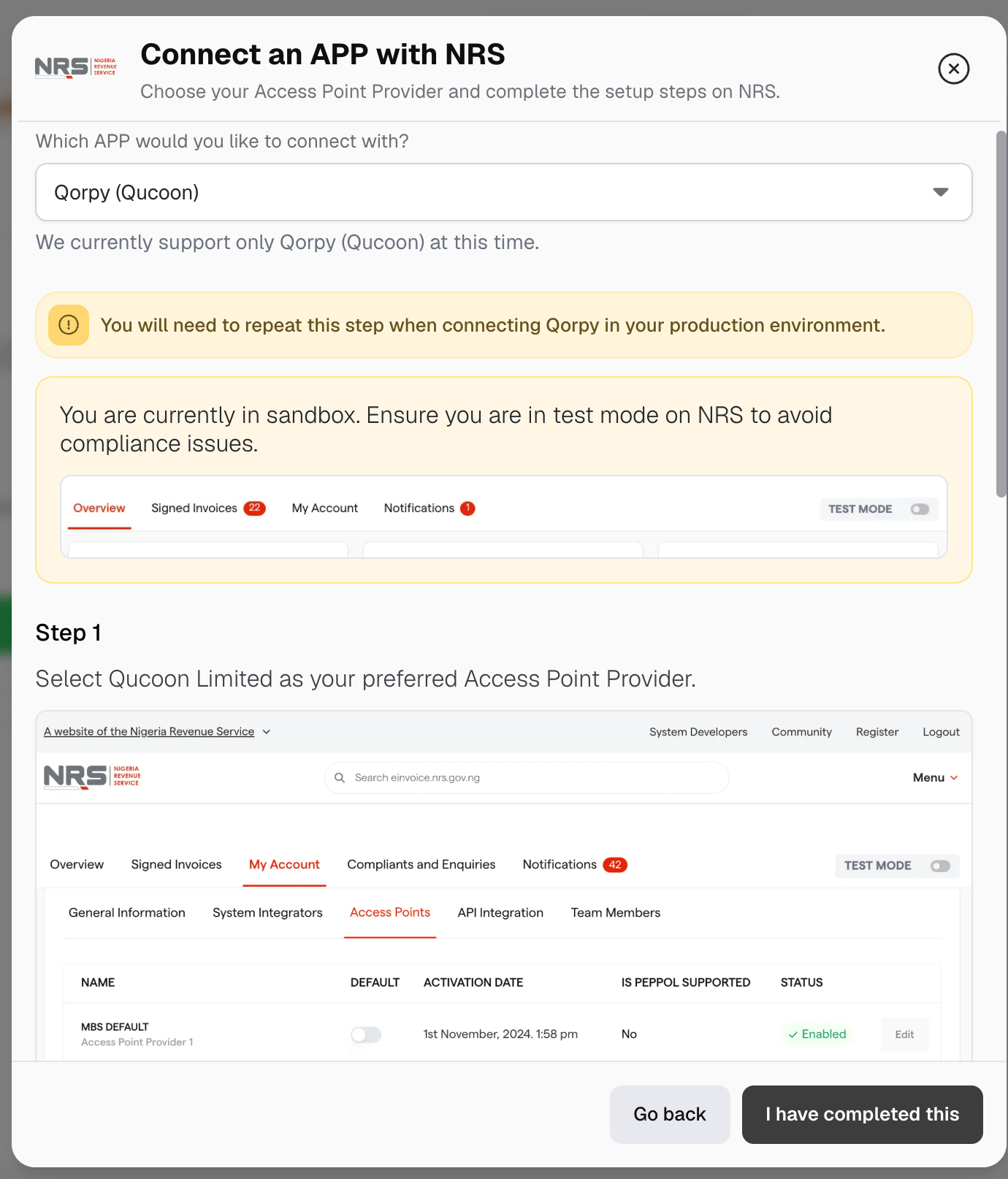Selecting Qucoon Limited as the Access Point Provider