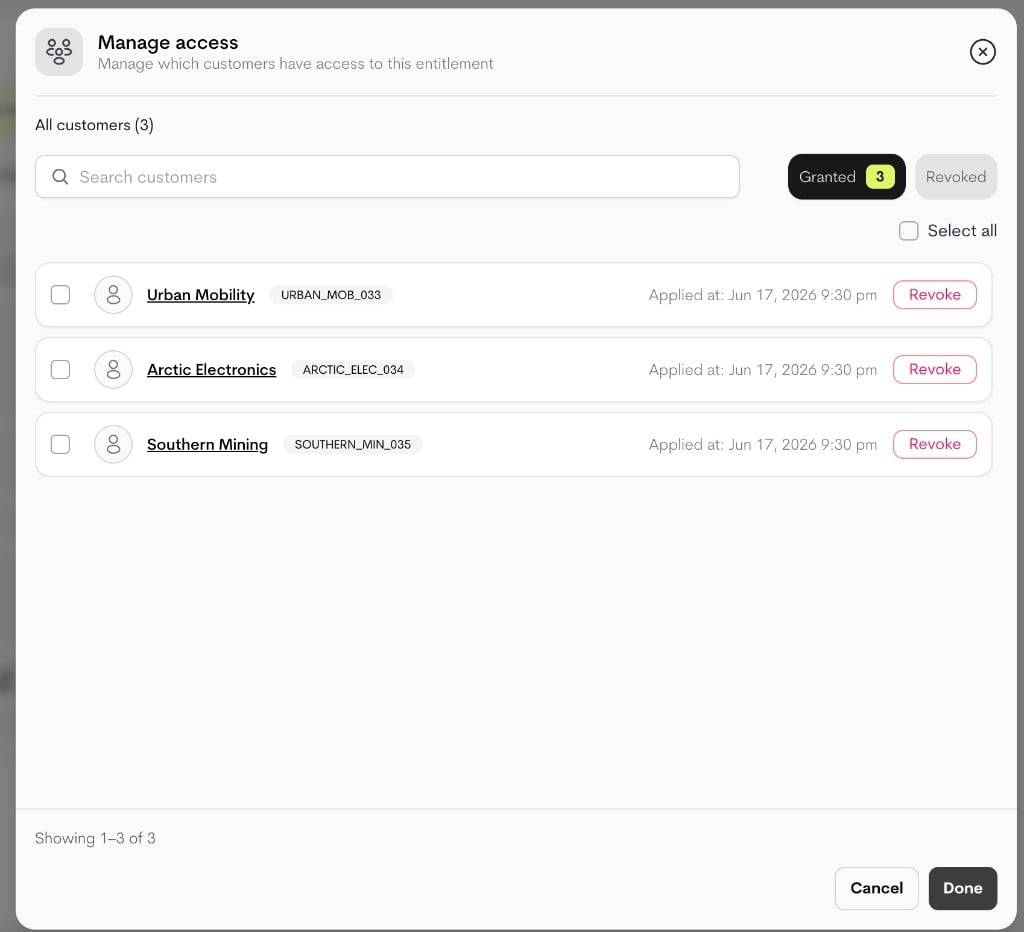 Manage access modal for bulk grant and revoke Manage access modal for bulk grant and revoke