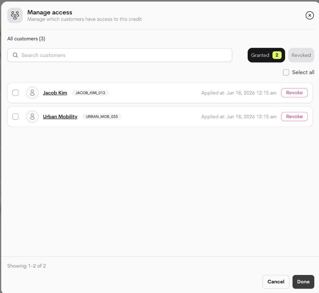 Manage access modal for bulk grant and revoke operations Manage access modal for bulk grant and revoke operations