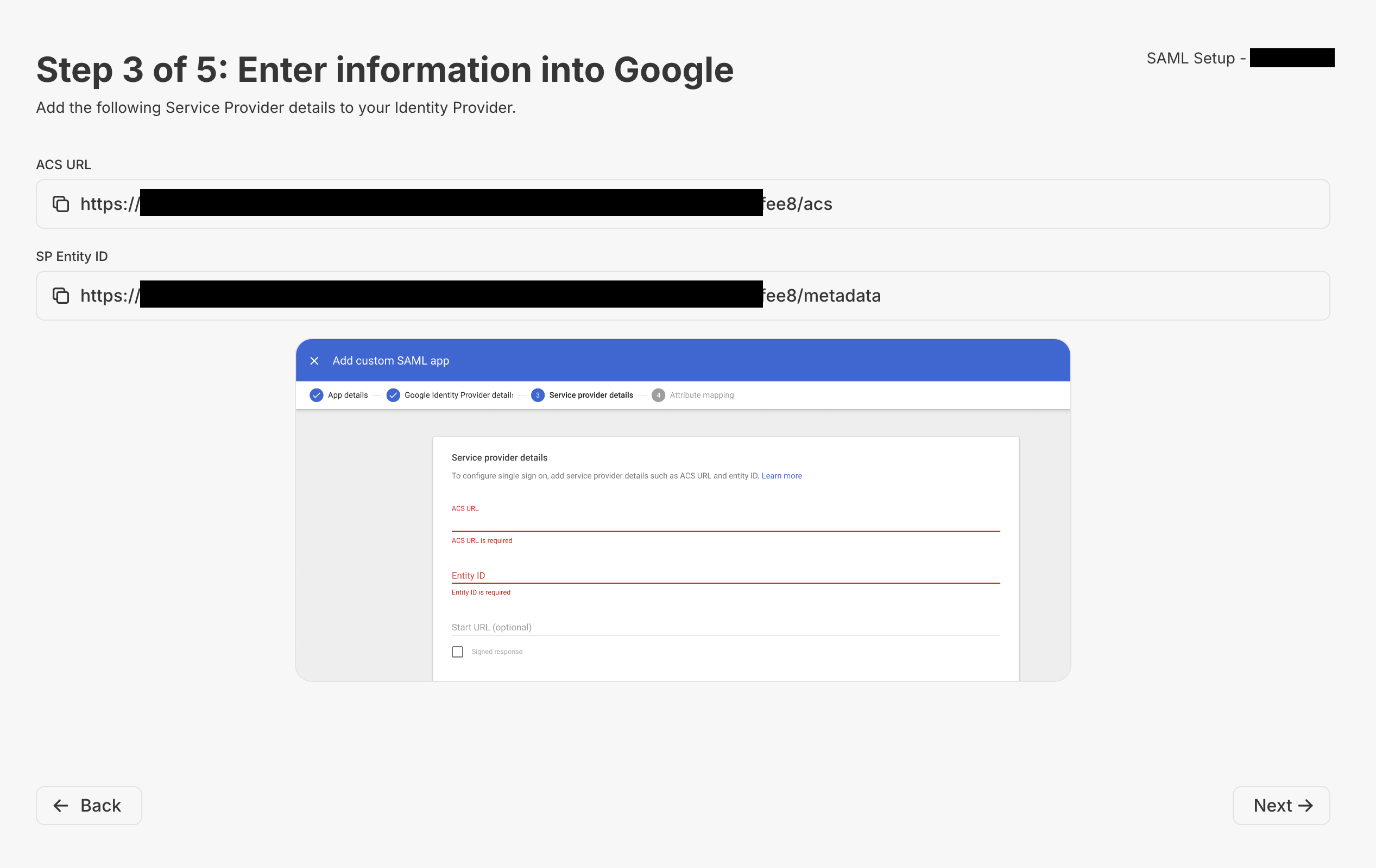 Copy Info to SAML Server