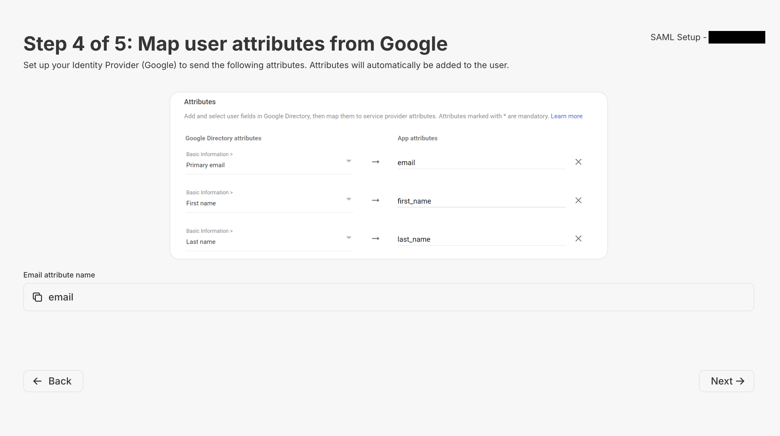 User Attribute Mapping