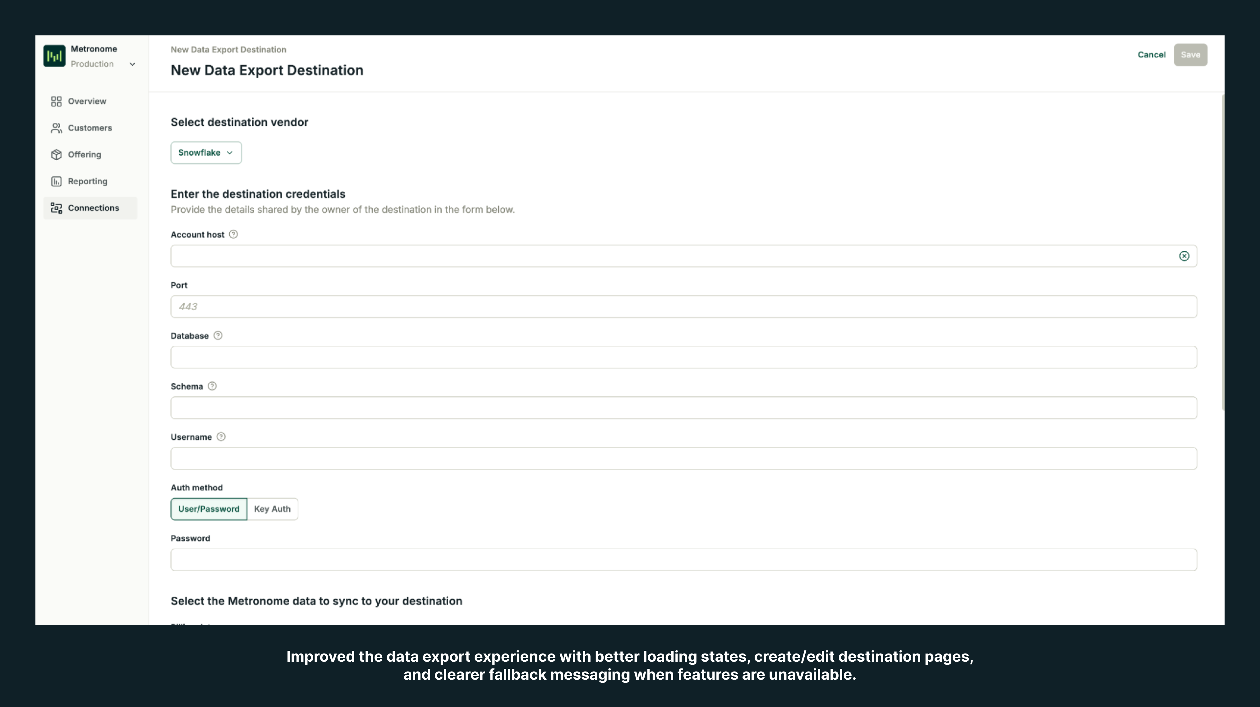 Connections, integrations, exports, and system settings improvements