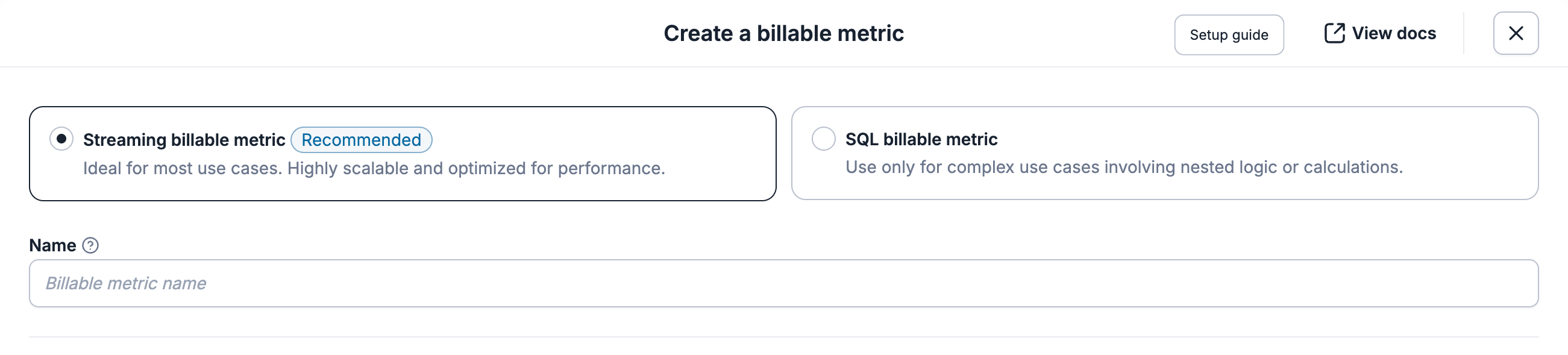 Billable Metric Descriptions