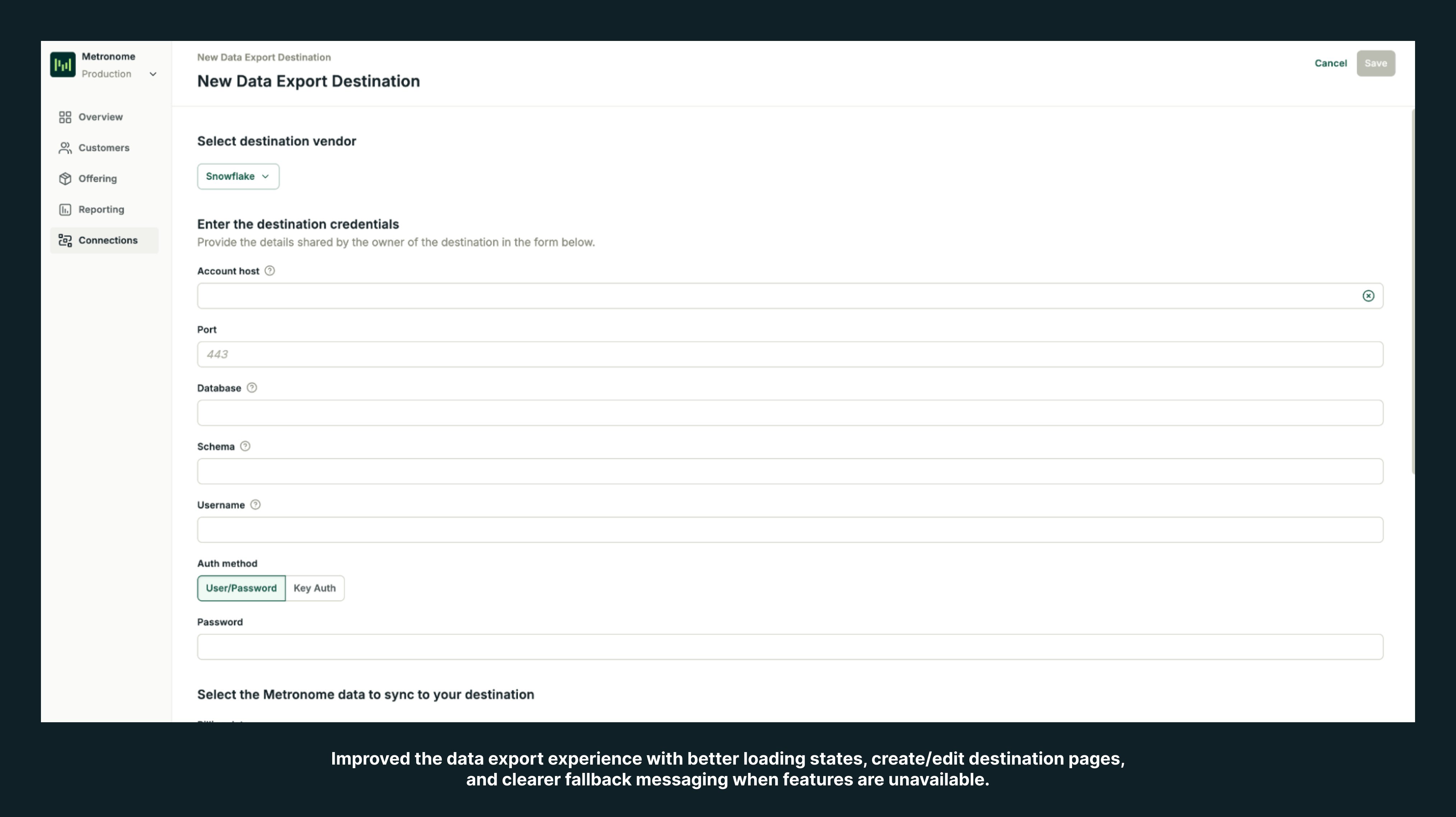 Connections, integrations, exports, and system settings improvements