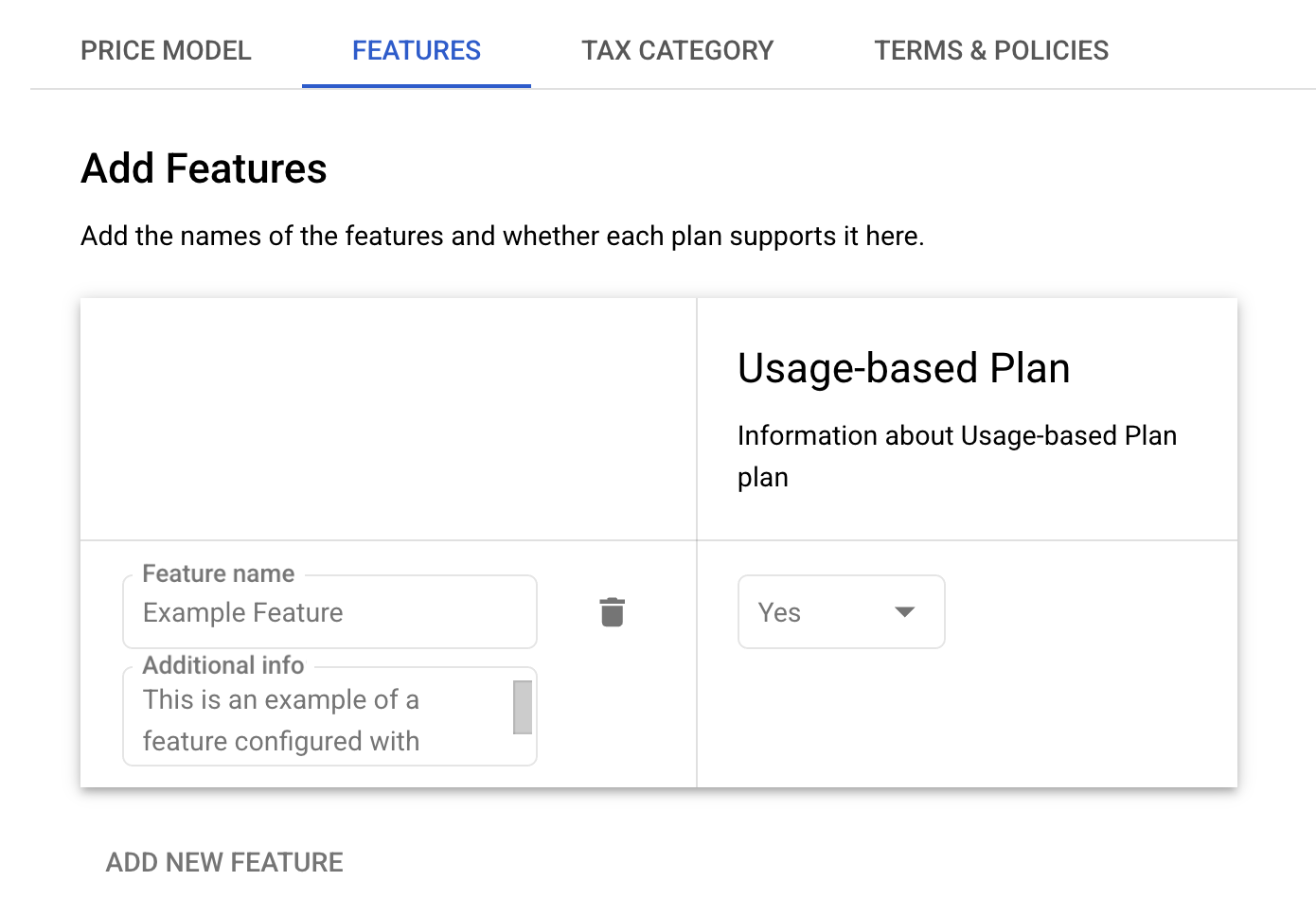 GCP feature configuration