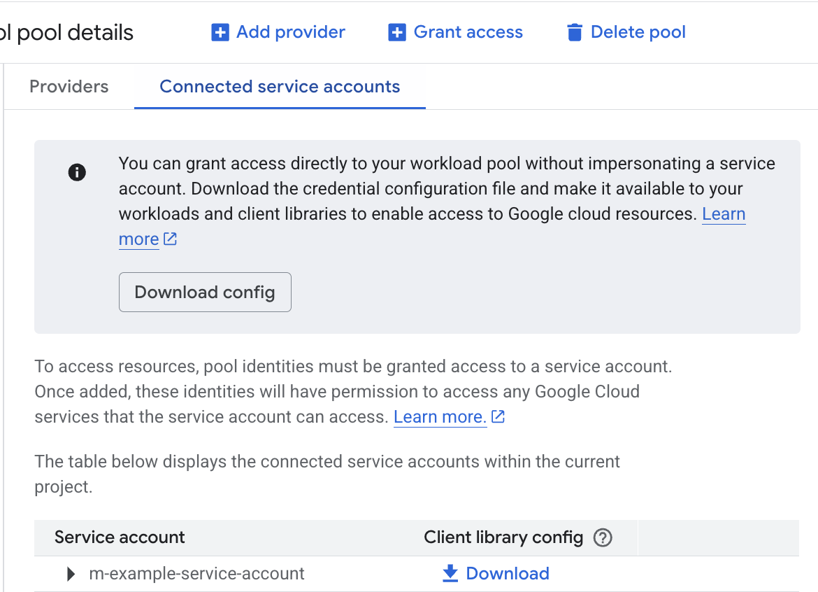 GCP workload identity download