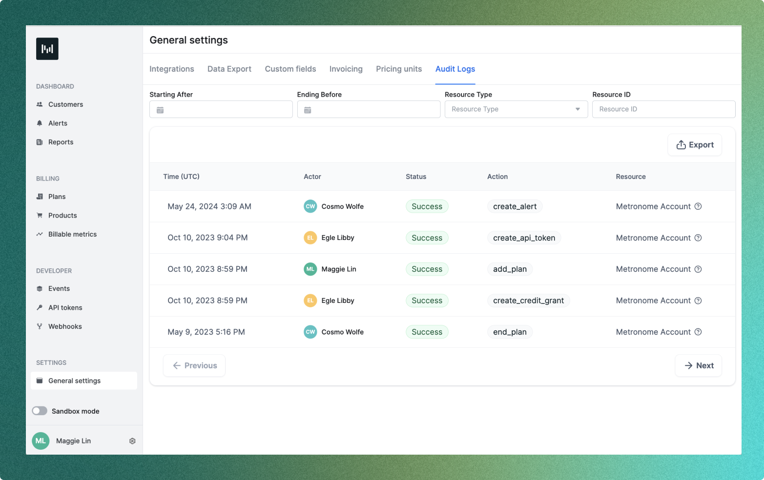 Audit Logs UI