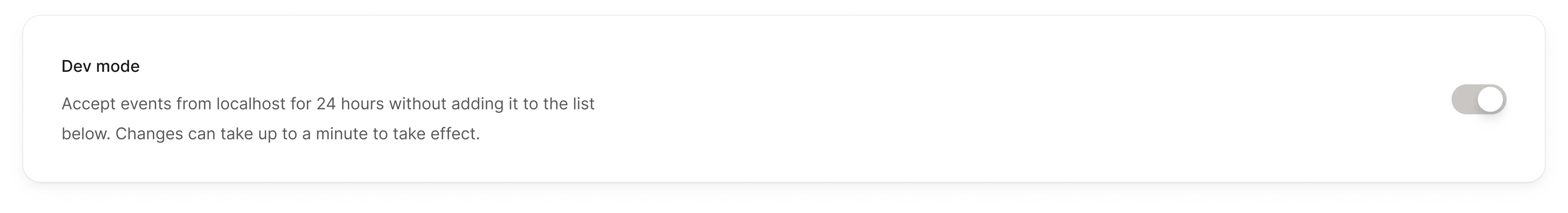 The Dev mode row in the Allowed origins section