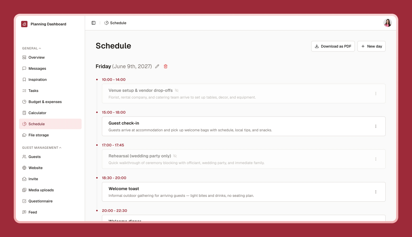 19 Schedule