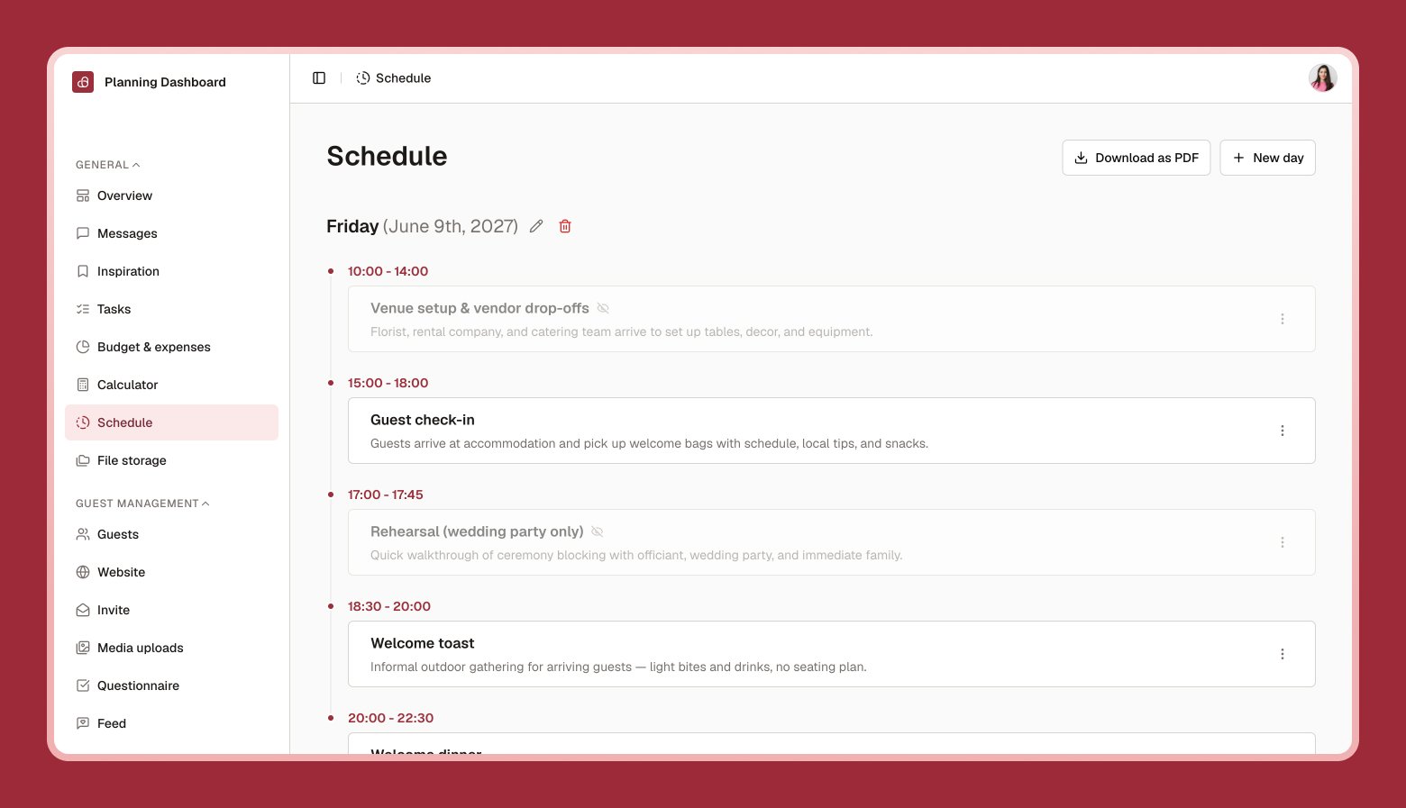 19 Schedule