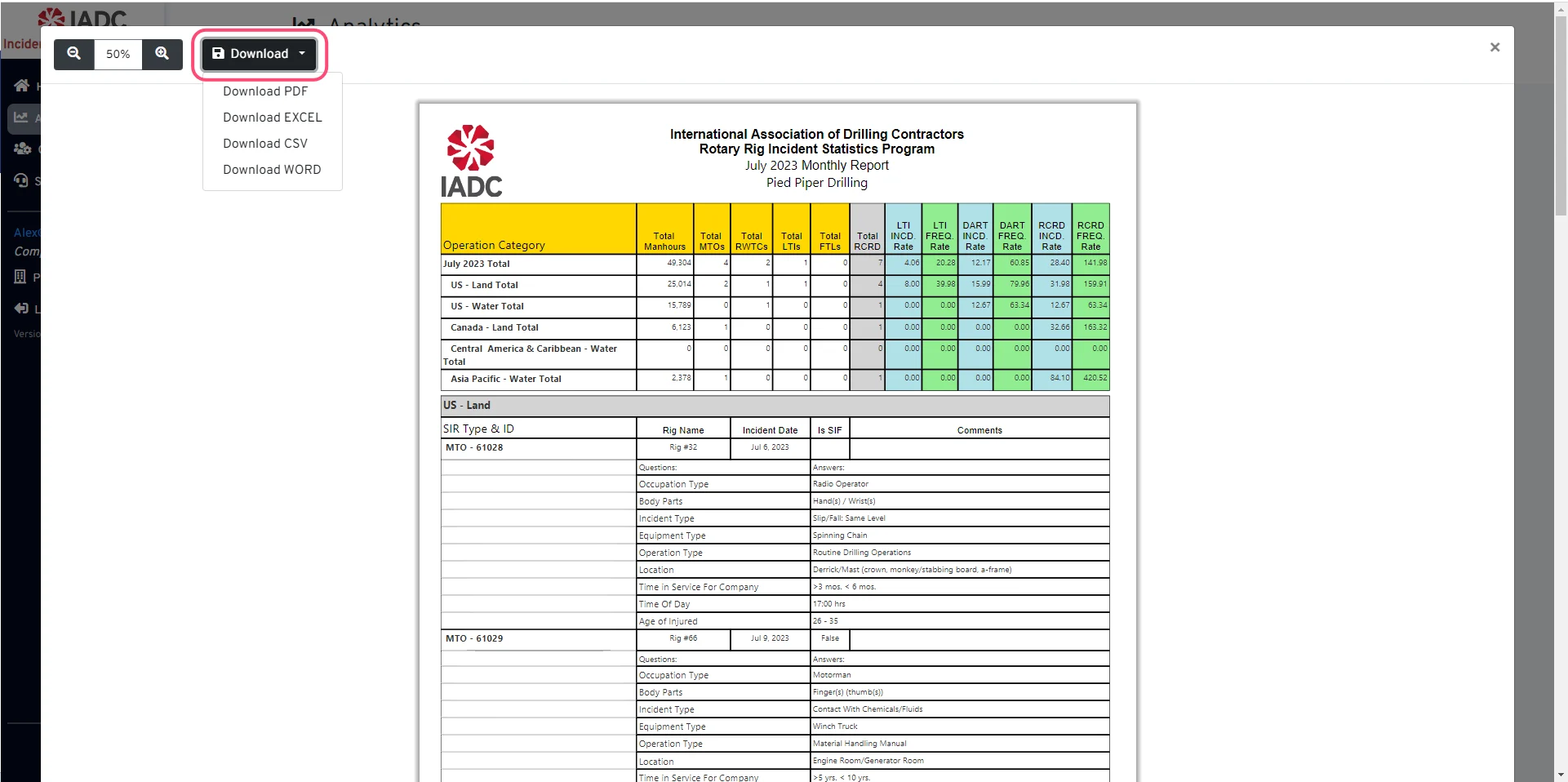 Download/Printable Monthly Report