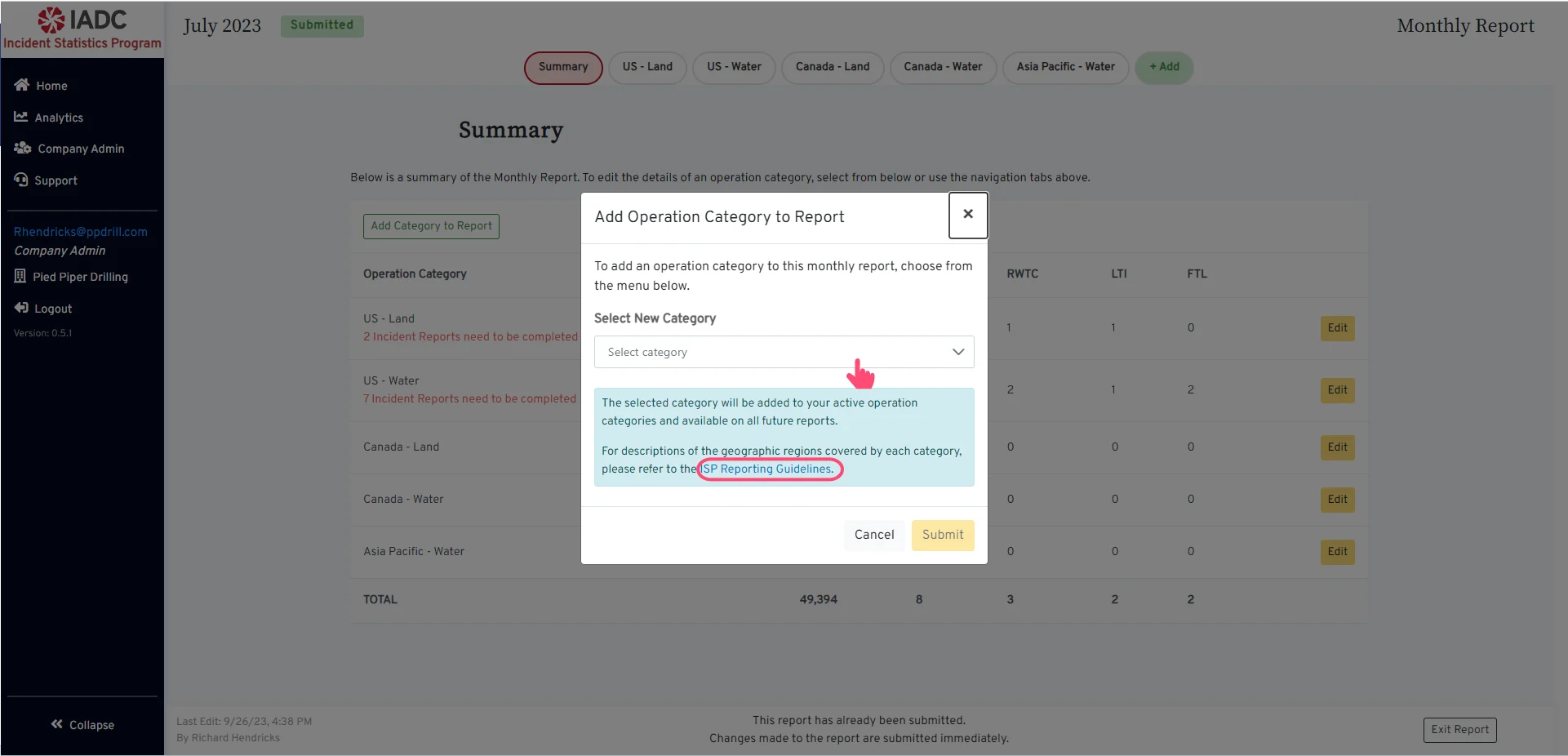 Select New Category