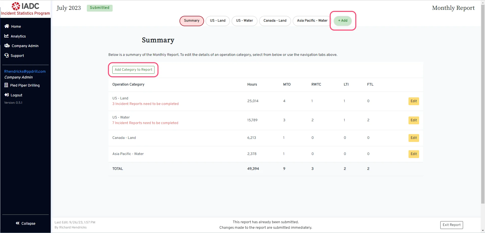 Add Category to Report