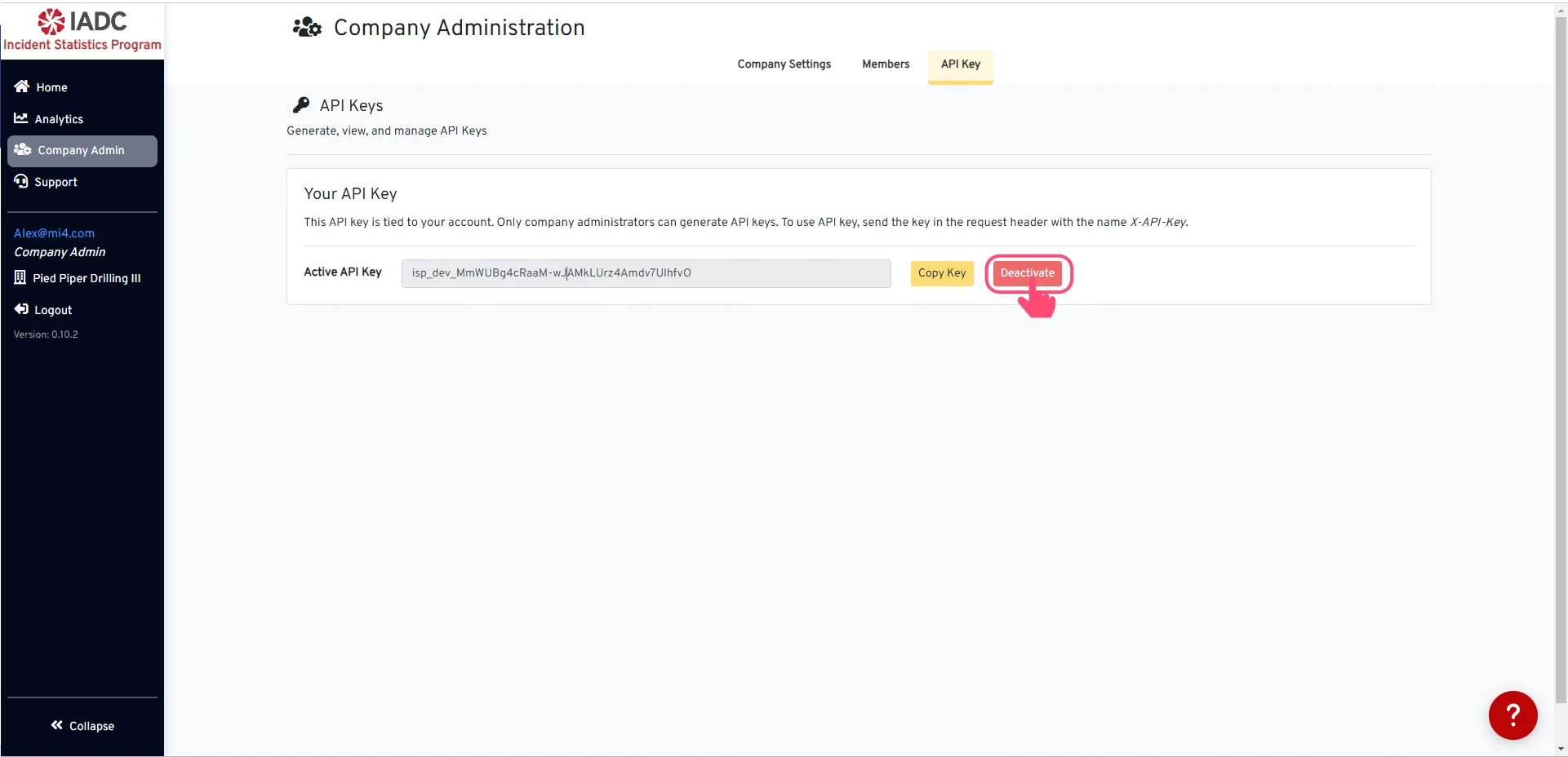 Deactivate API Key