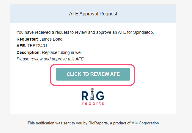Respond to an AFE Approval Request from Email