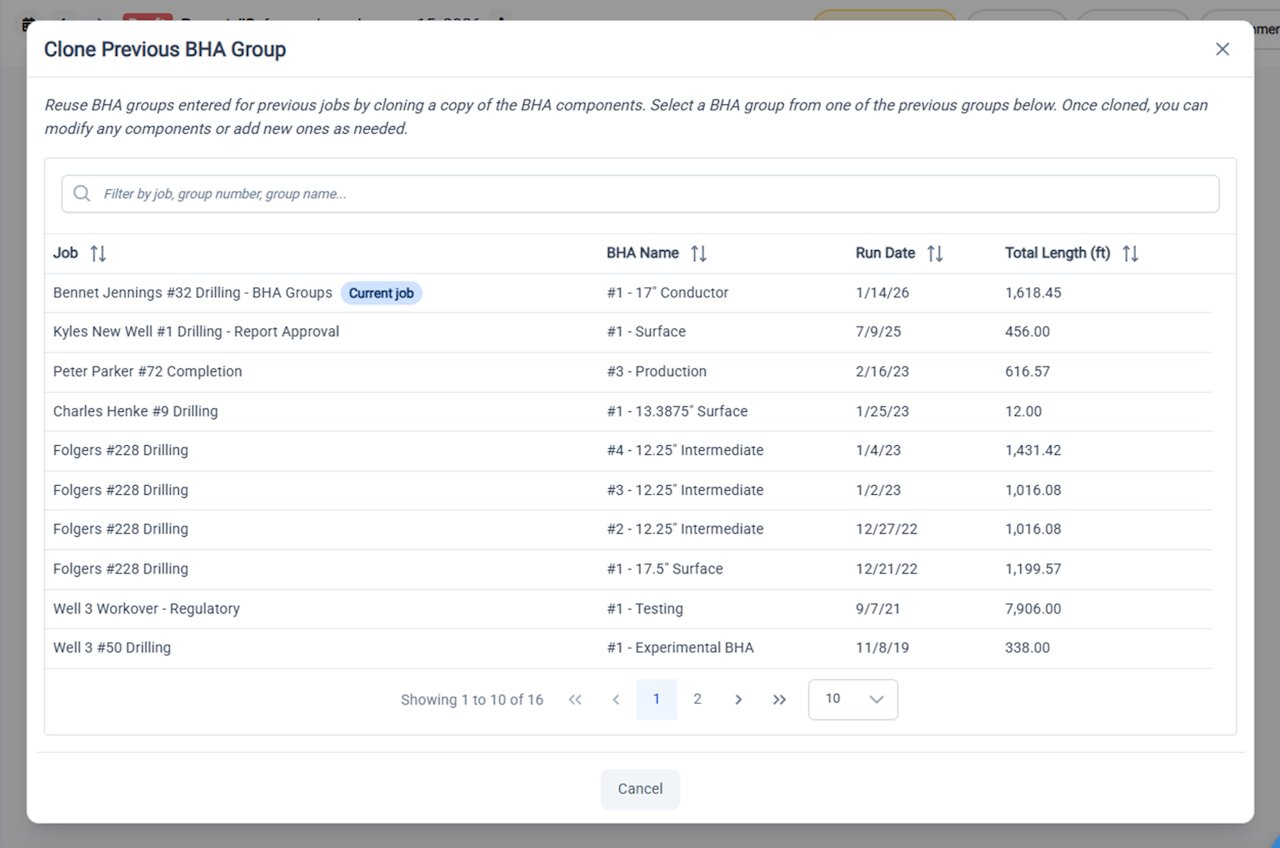 Select the BHA Group to Clone