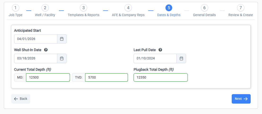 Set the Total and Plug Back Depth