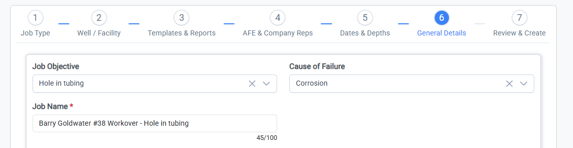 Enter Job Objective and Failure Cause