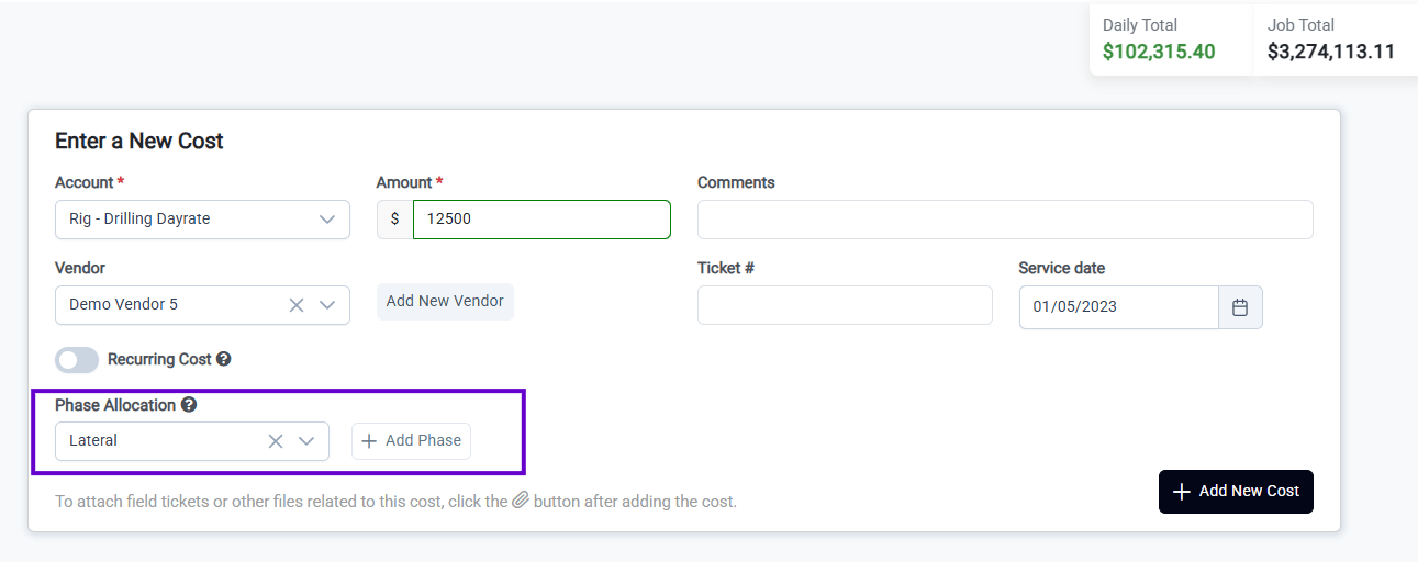 Split Cost Phases