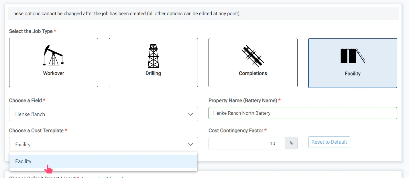Select the Cost Template