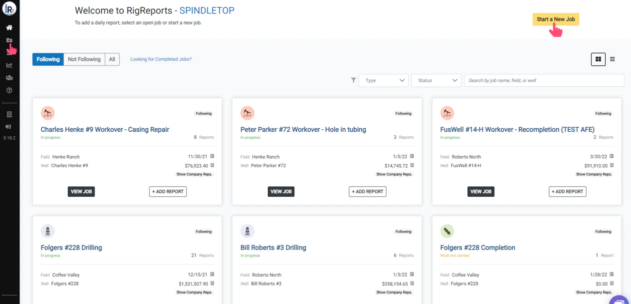 Select Start a New Job