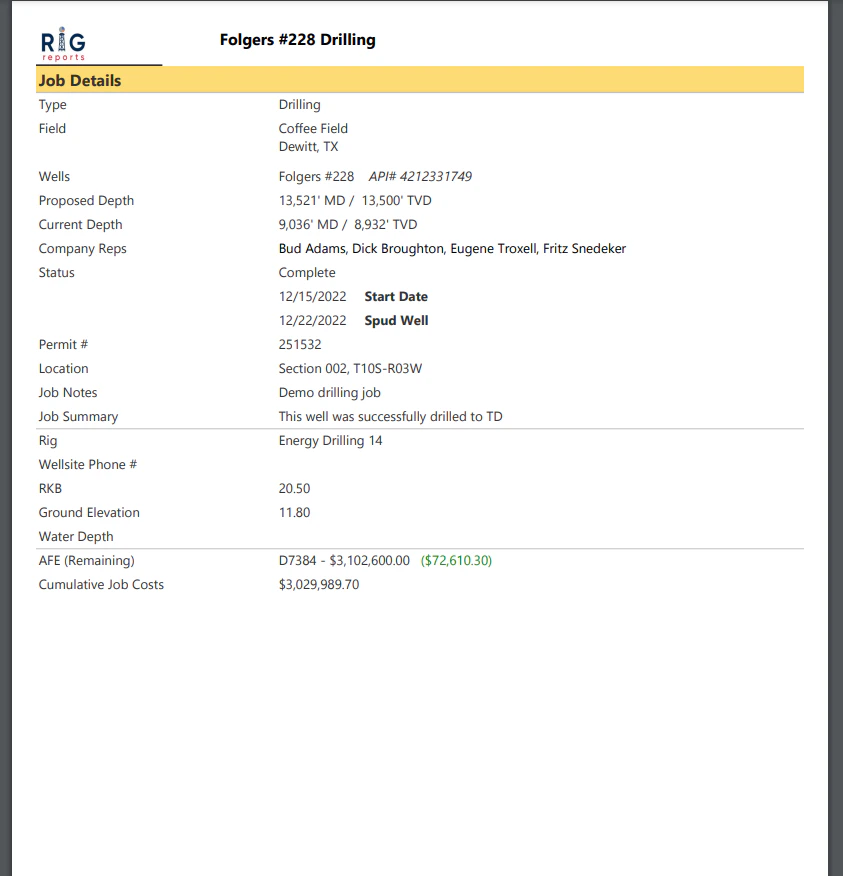 All of your job data in one document