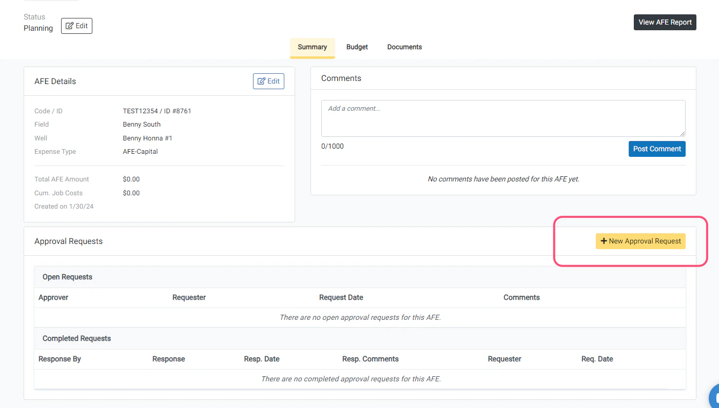 Create New Approval Request