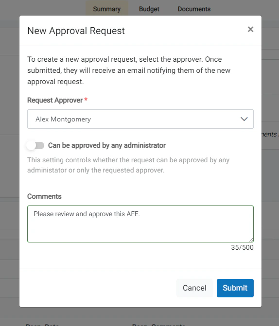 Complete the New Approval Request Form