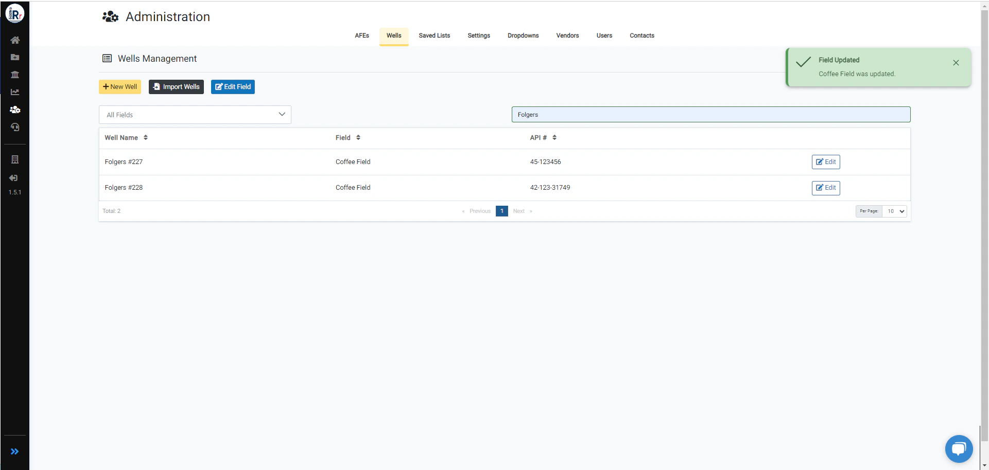 Field Updated Success