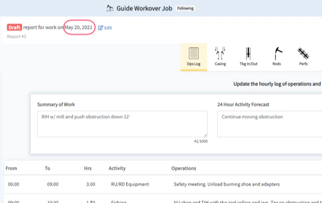 The Date of Work has been Changed