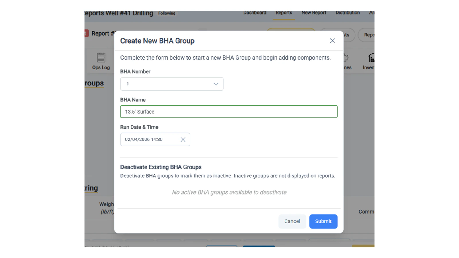 Complete the New BHA Group form