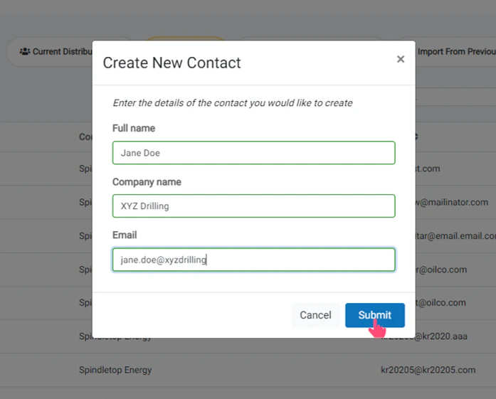 Submit and Add New Contact