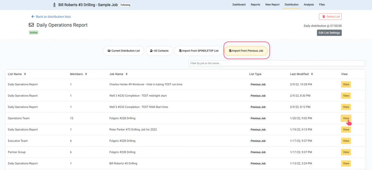 Add Contacts from Previous List