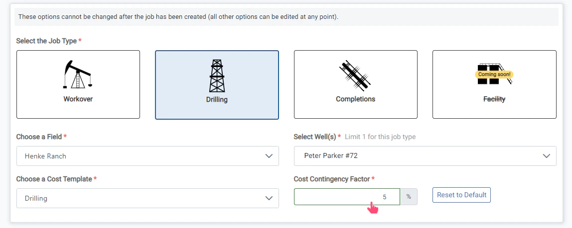 Set the Cost Contingency Factor