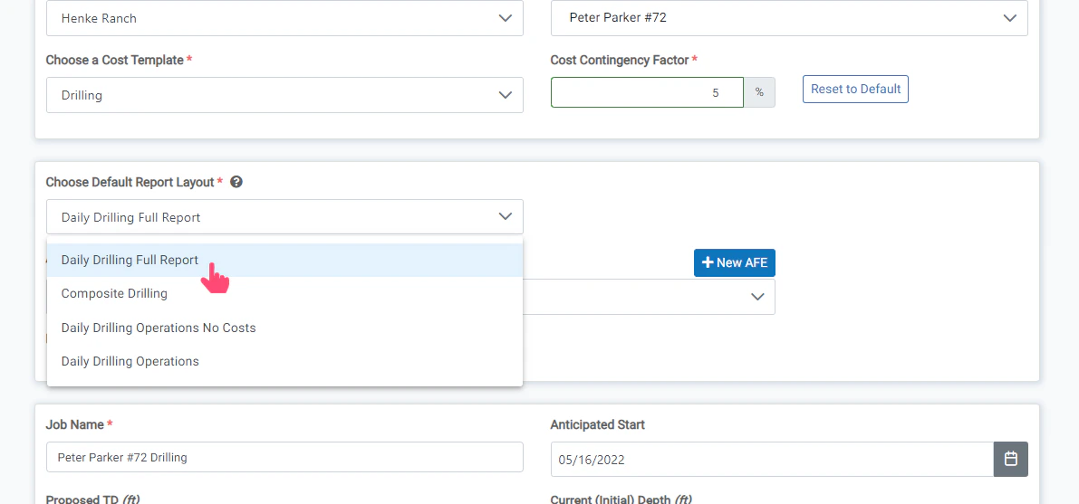 Choose the Default Report Layout