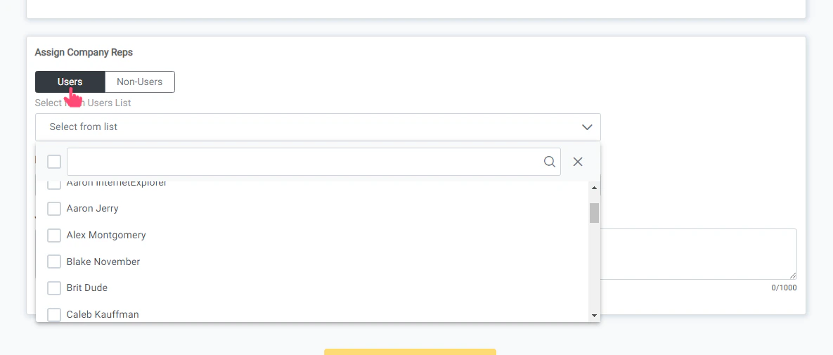 Assign Company Representatives