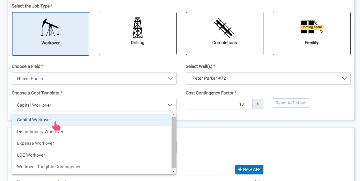Select the Cost Template