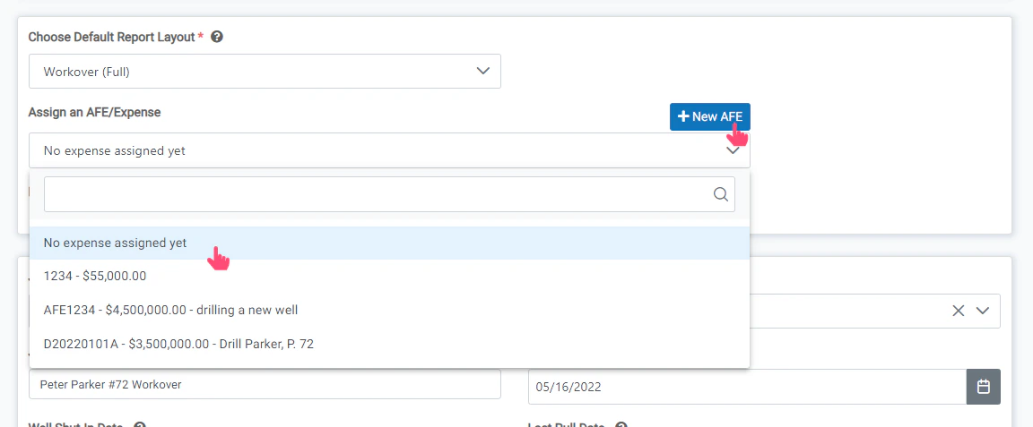 Assign or Create AFE