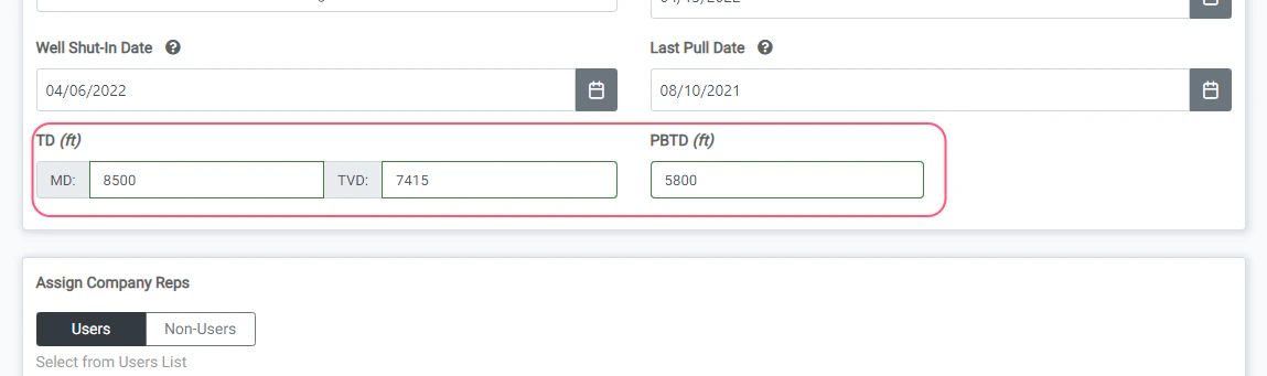 Set the Total and Plug Back Depth