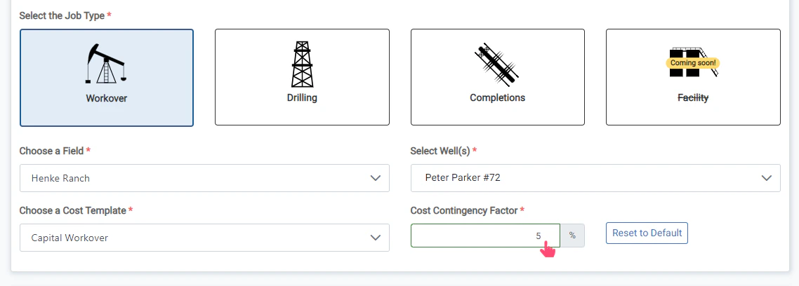 Set Cost Contingency Factor